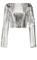 Balmain Silver Cropped Wool - blend Sweater - Runway Catalog