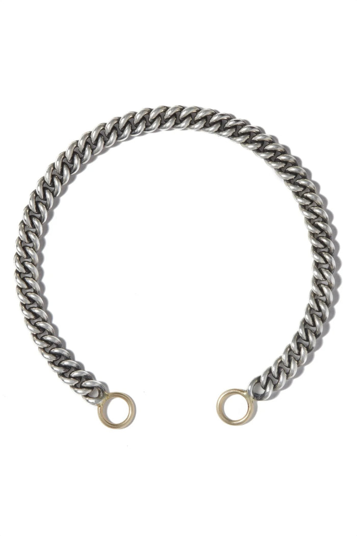 Silver Heavy Curb Chain Bracelet - Silver w/ Yellow Gold Loops