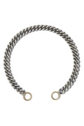 Silver Heavy Curb Chain Bracelet - Silver w/ Yellow Gold Loops