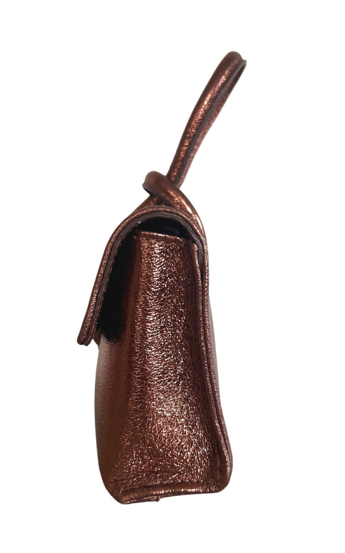 Cult Moda Single Handle Wristlet Crossbody Bag in Bronze - Runway Catalog