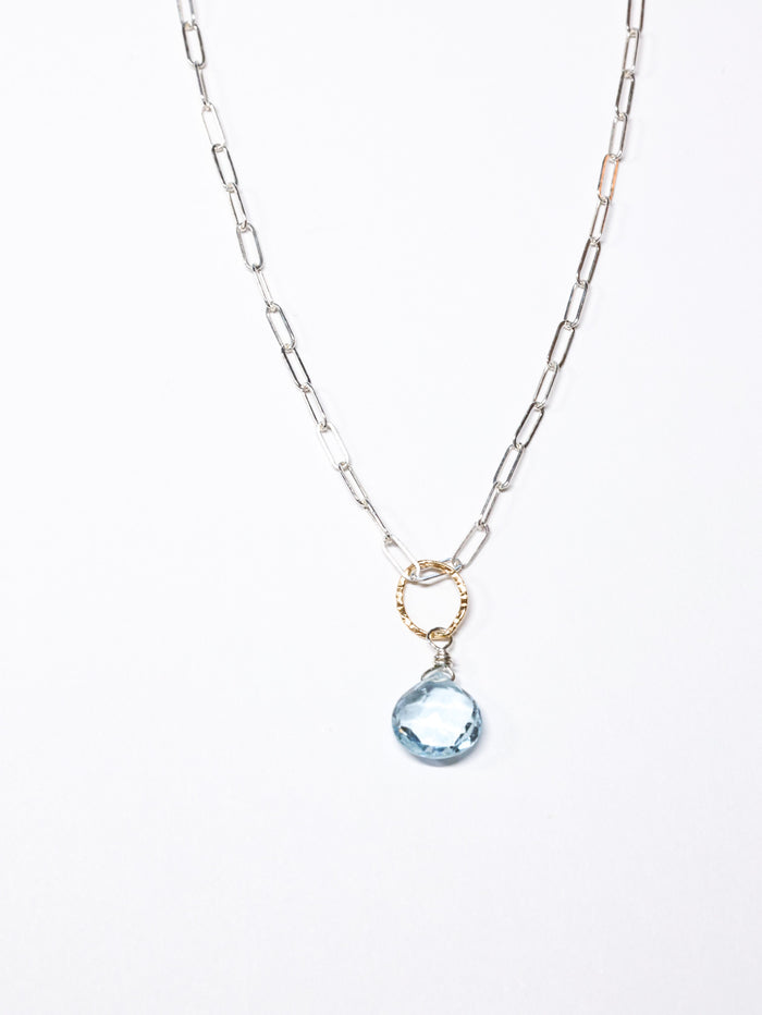 Sky Blue Topaz Pendant Necklace -Sterling Silver