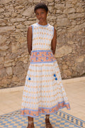 Sleeveless Piped Maxi- Geneva Blue