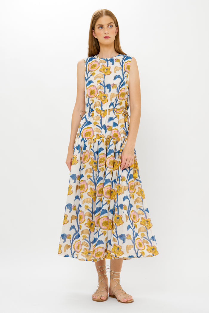 Sleeveless Piped Maxi- Poppy Marigold
