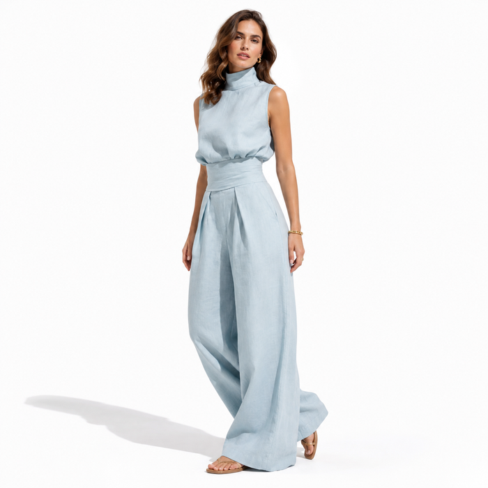 Loose fit two piece outfit for women designed for travel, brunch and everyday summer wear