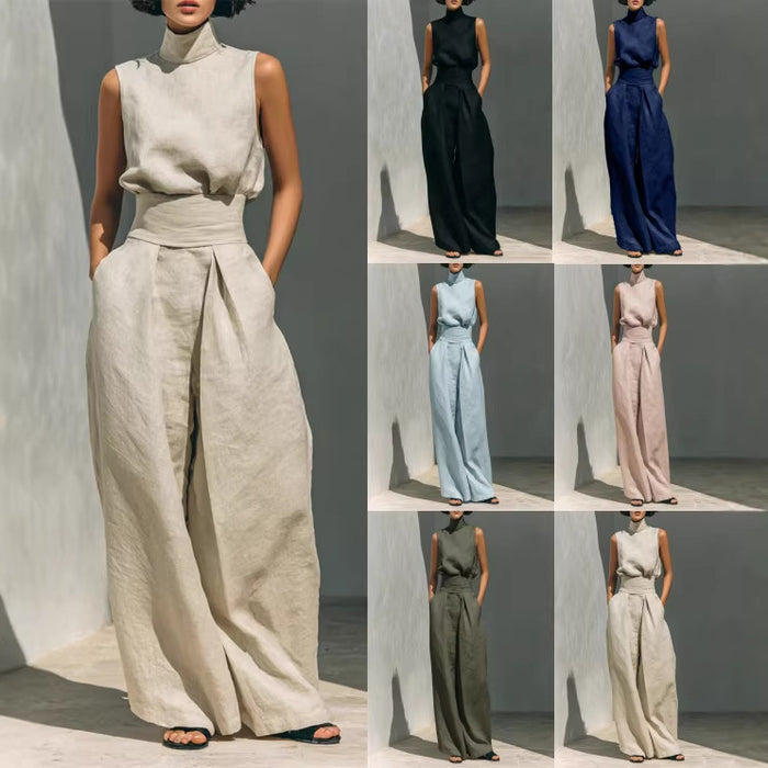Women's summer two piece outfit styled with sneakers for effortless weekend look