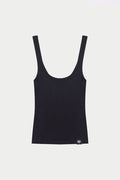 SLUB EMBLEM LABEL VEST TOP - BLACK