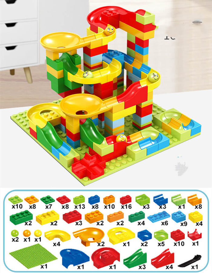 Small Block Marble Run Set | DIY Race Track Building Kit