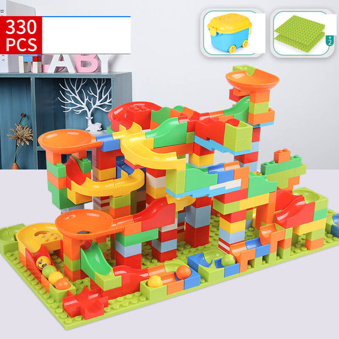 Small Block Marble Run Set | DIY Race Track Building Kit