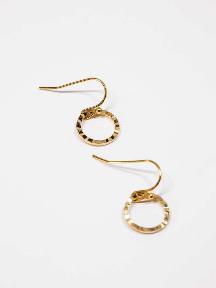 small diamond cut circle drop earring