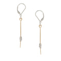 Small Stitched Stem Wire Wrapped Gold Bar Silver Earrings