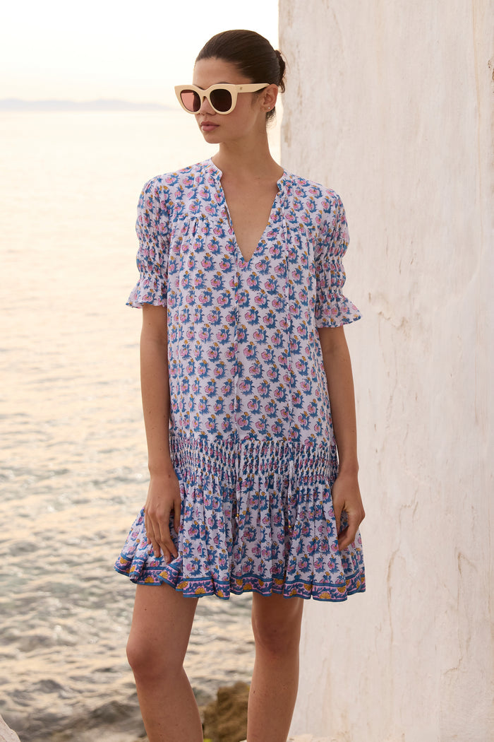 Smocked Drop Mini- Crocus Blue