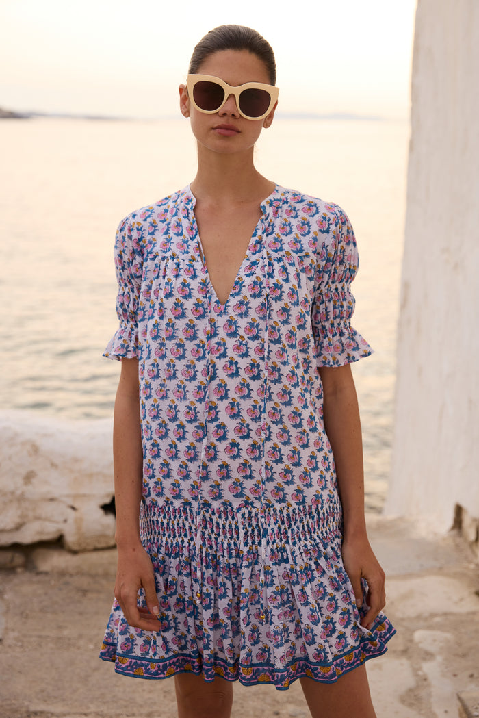 Smocked Drop Mini- Crocus Blue