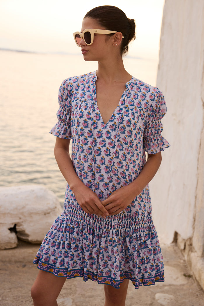 Smocked Drop Mini- Crocus Blue