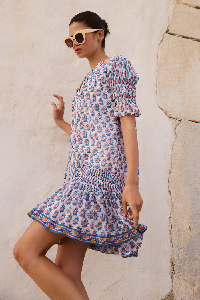Smocked Drop Mini- Crocus Blue
