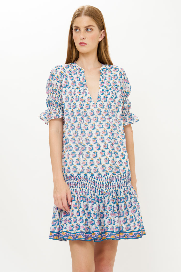 Smocked Drop Mini- Crocus Blue