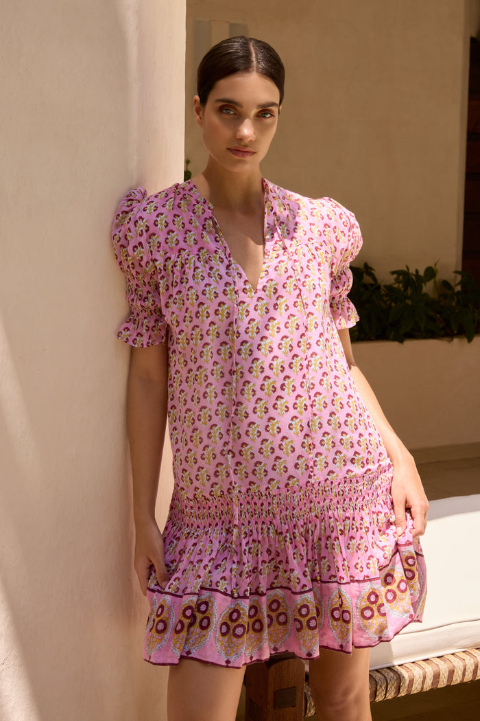 Smocked Drop Mini- Riad Rhubarb