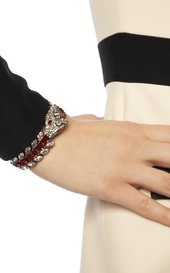 Gucci Snake Motif Crystal - embellished Bracelet - Runway Catalog
