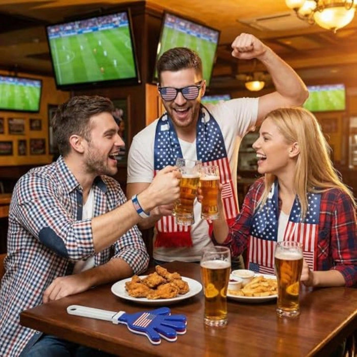 USA fan kit product layout showing six reusable accessories for soccer supporters and events
