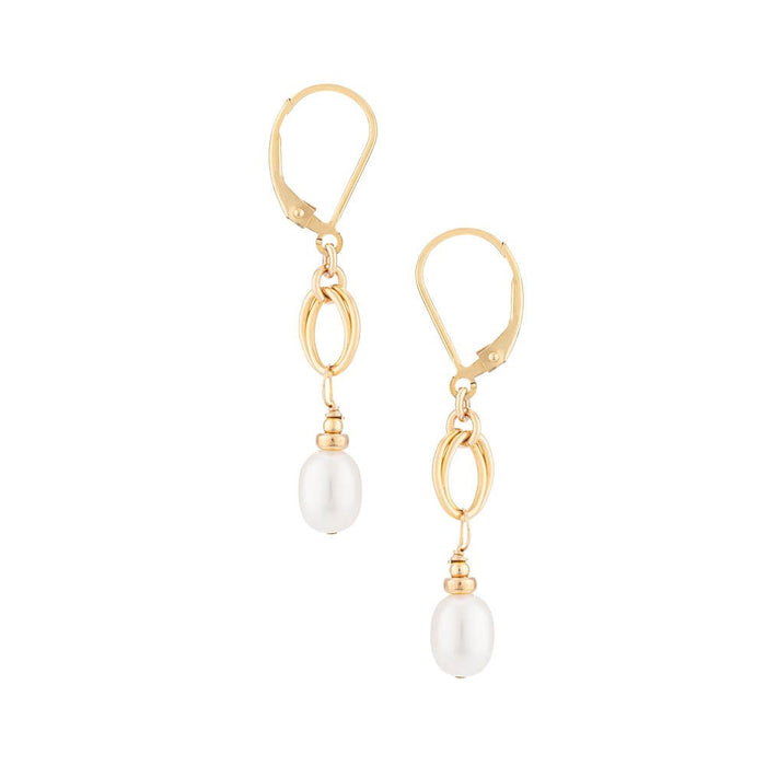 Sophia Earrings Gold Filled White Freshwater Pearl Dangle