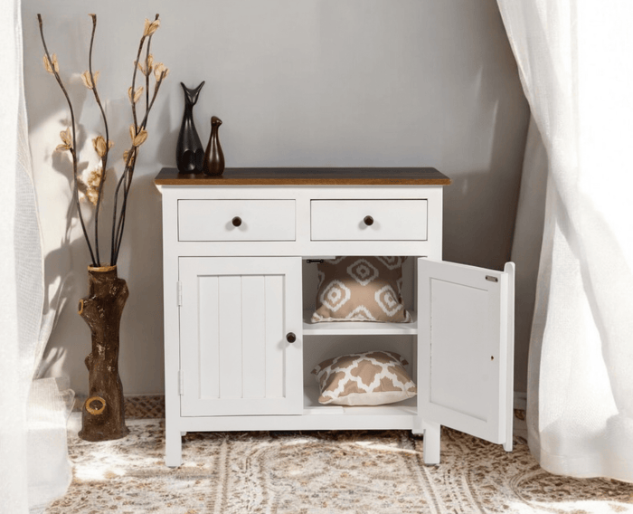 Spain Wooden Two door Sideboard Cabinet Furniselan - Frosty White