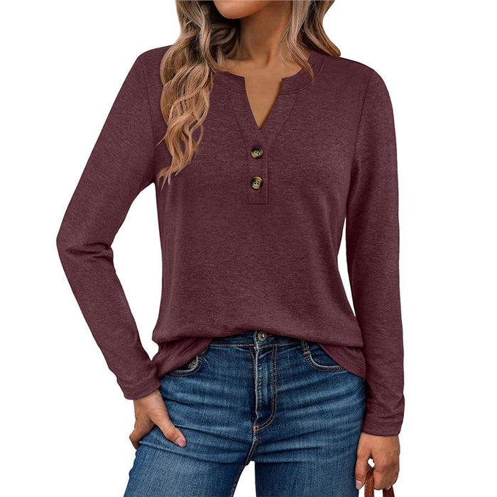 Casual women long sleeve blouse with soft fabric feel and flattering neckline for simple everyday wardrobe use