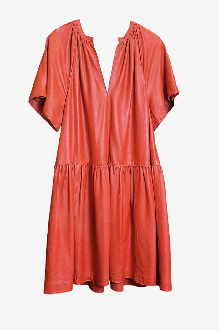 Stand Studio Red Leather Midi Dress image 0