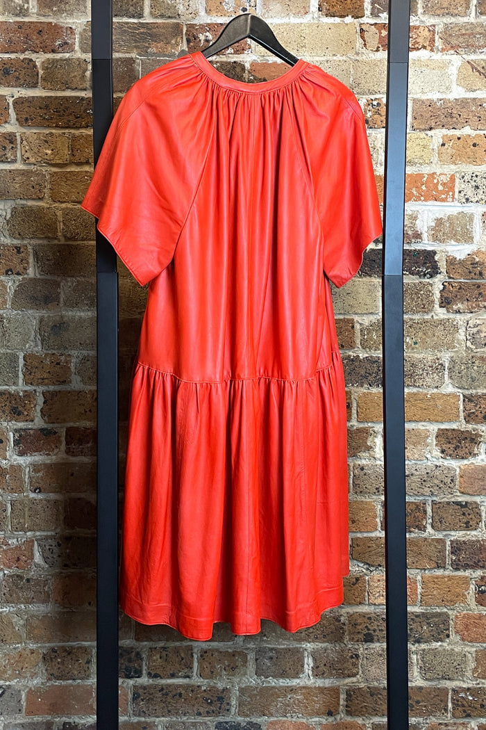 Stand Studio Red Leather Midi Dress image 1