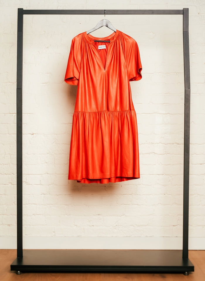 Stand Studio Red Leather Midi Dress image 2
