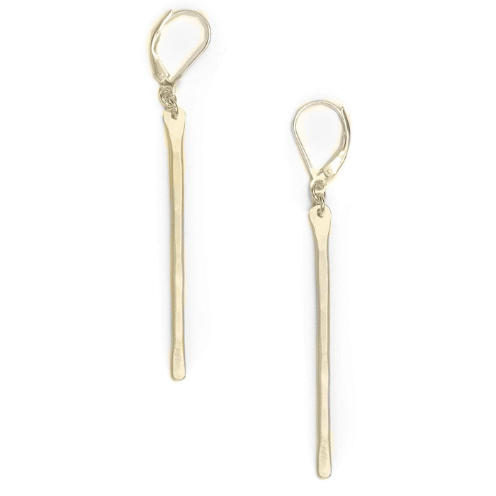 Stem Long Skinny Bar Earrings in gold or silver