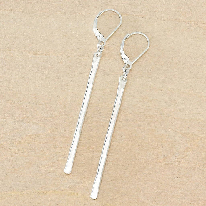 Stem Long Skinny Bar Earrings in gold or silver