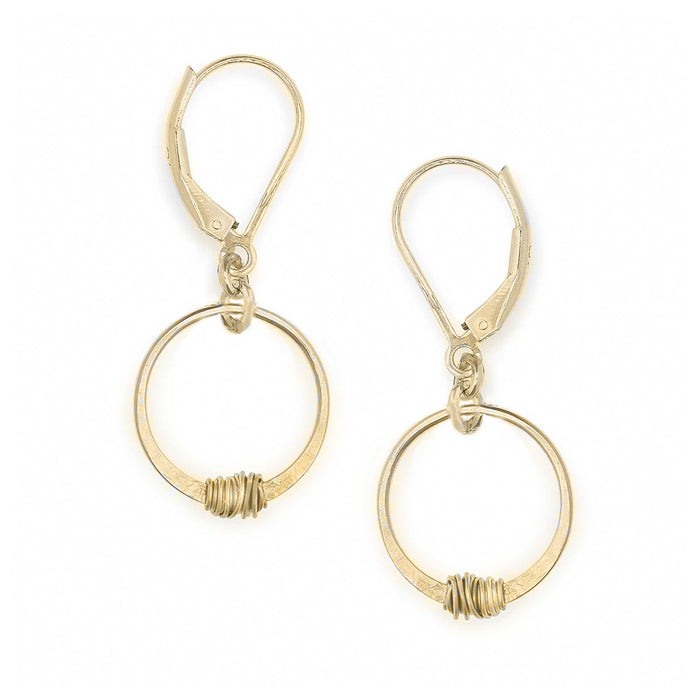 Stitch Earrings Wire Wrapped Circles Dainty Drops