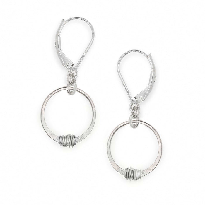 Stitch Earrings Wire Wrapped Circles Dainty Drops