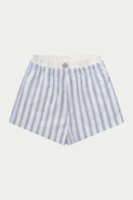 STRIPE BOXER WAISTBAND WOVEN SHORTS - BLUE