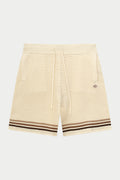 STRIPE CROCHET KNIT SHORTS - OFF WHITE