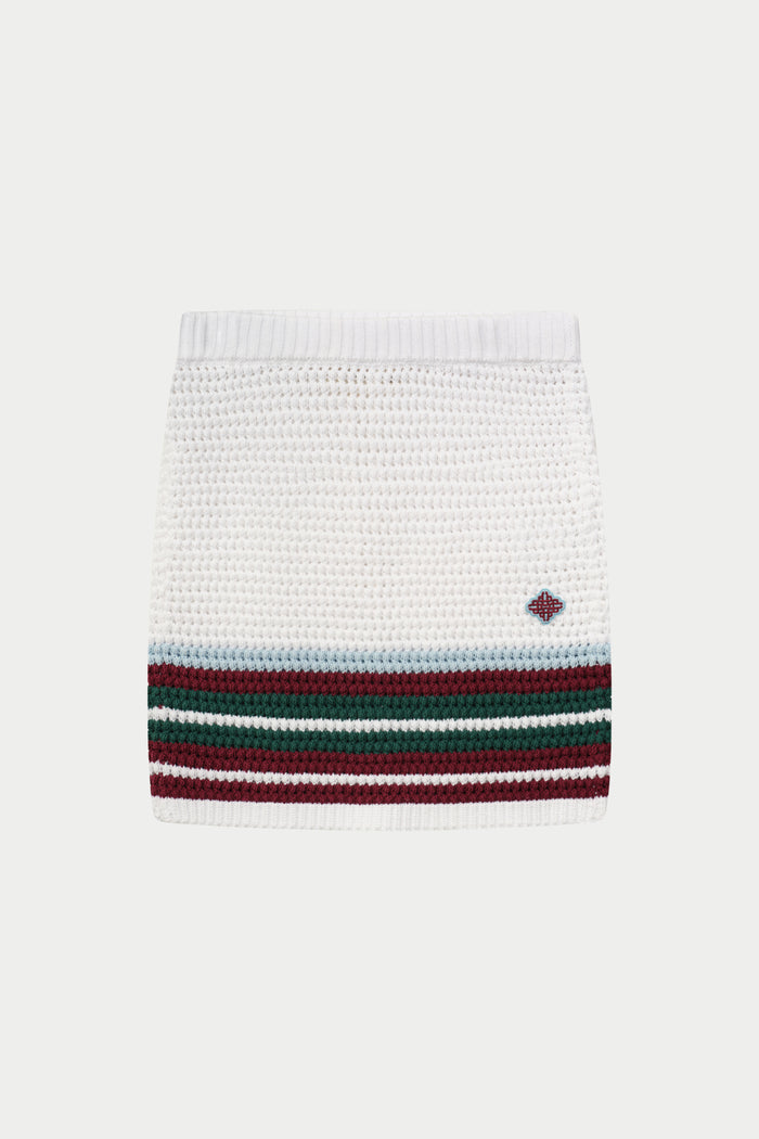 STRIPE CROCHET KNITTED MINI SKIRT - BURGUNDY