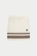 STRIPE CROCHET KNITTED MINI SKIRT - OFF WHITE