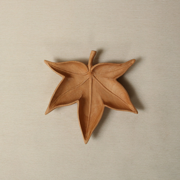 Sugar Gum carved leaf bowl in beechwood