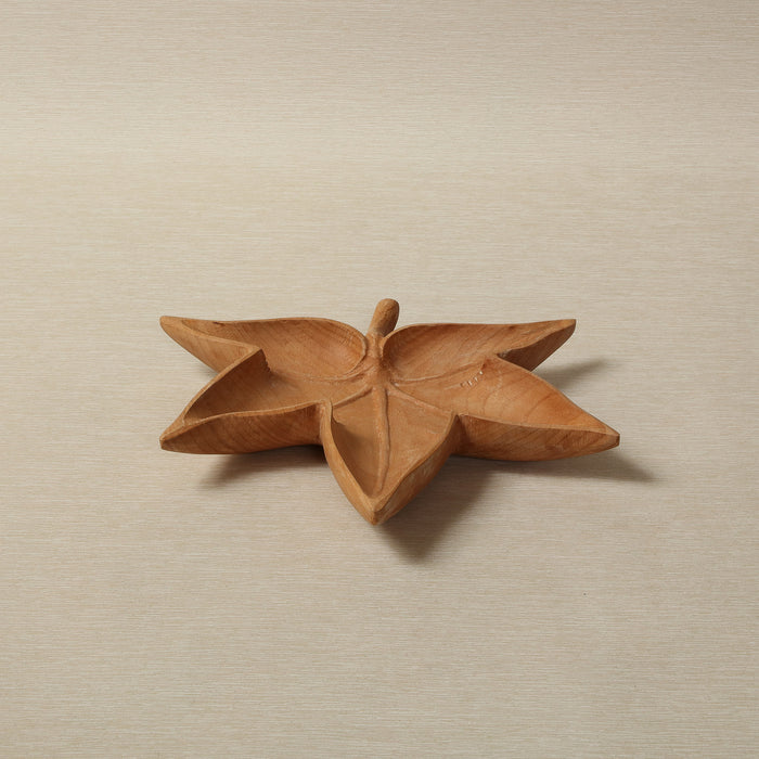Sugar Gum carved leaf bowl in beechwood