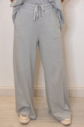 heather grey cotton slub knit wide leg lounge pants