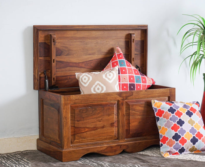 Sweden Sheesham Wood Trunk Box - Furniselan - Teak-Finish