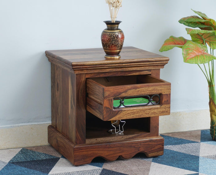 Sweden Solid Wood Bedside Table - Furniselan-Teak-Finish