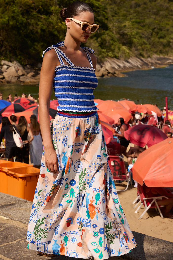 Swing Skirt- Corfu Blue