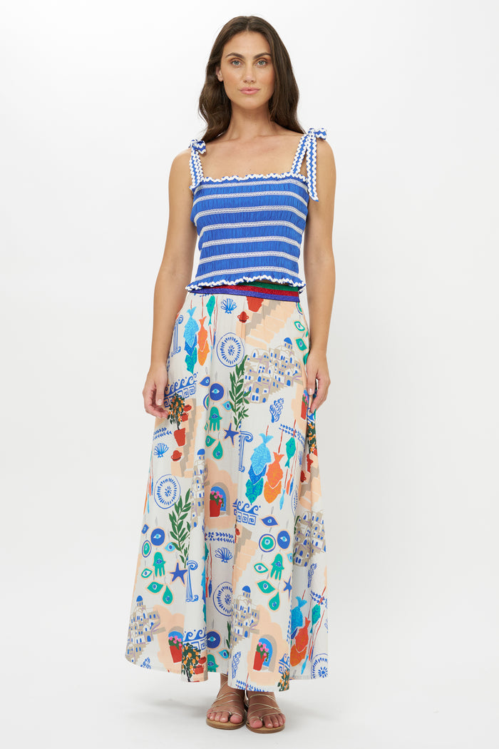 Swing Skirt- Corfu Blue