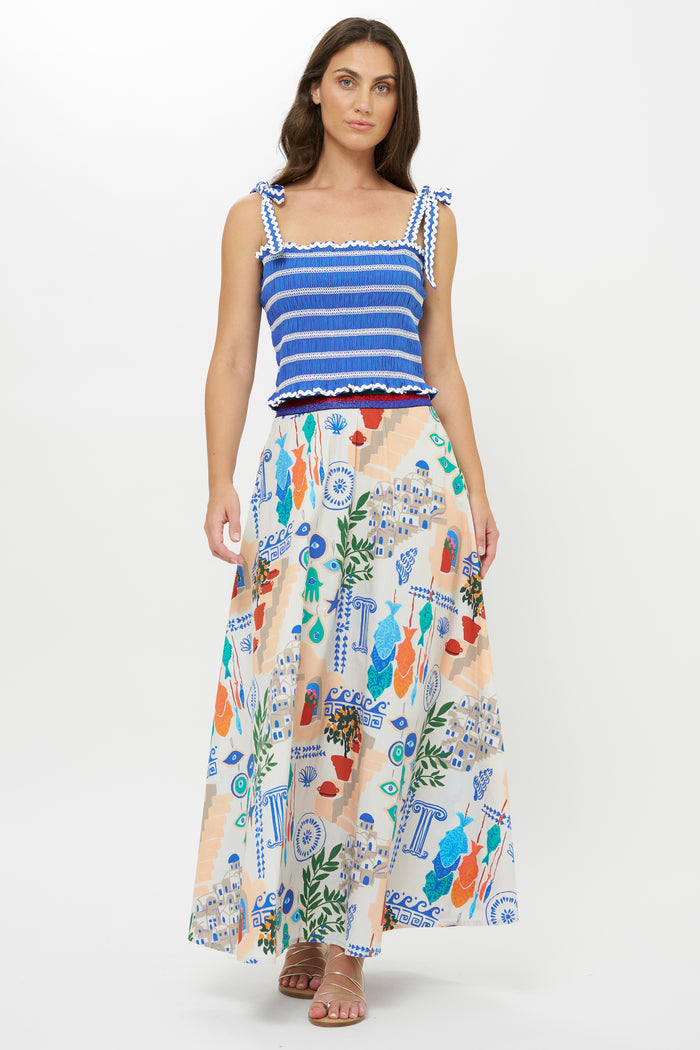 Swing Skirt- Corfu Blue