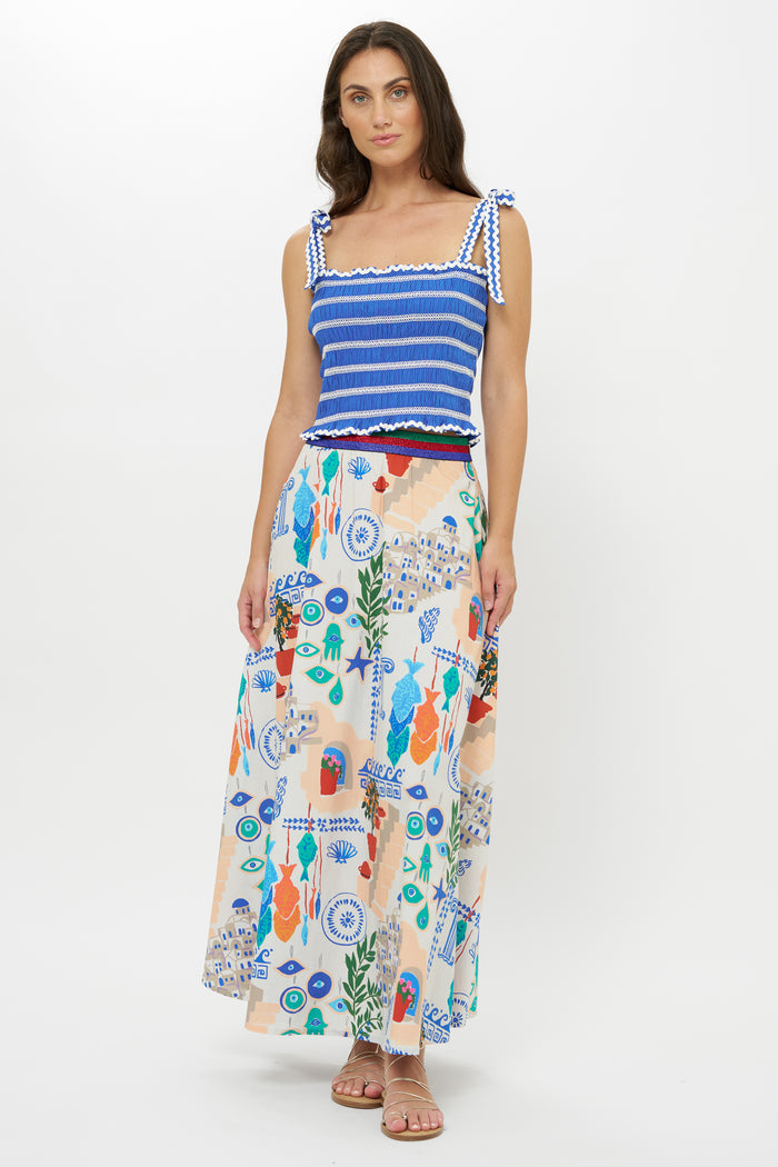 Swing Skirt- Corfu Blue