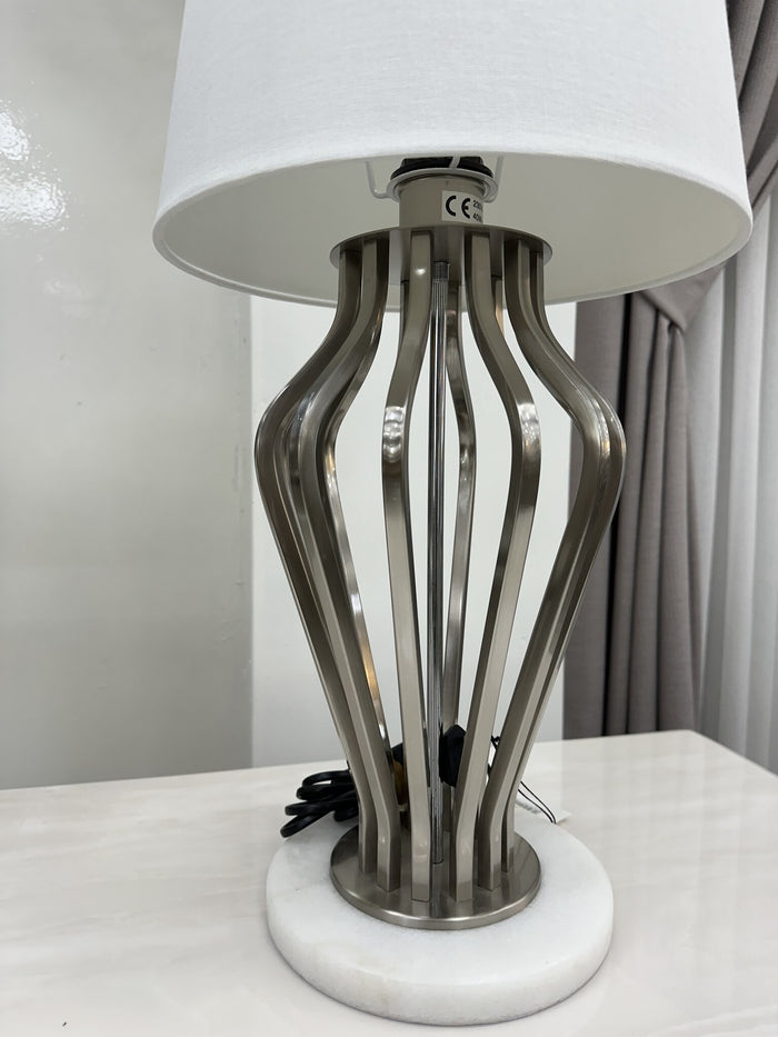 Liman Home Decor - Liman Online Tafellamp Metaal Zilver Marmer Voet