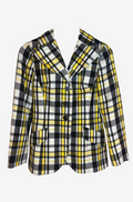 Tailored Plaid Blazer In Yellow, Black & White