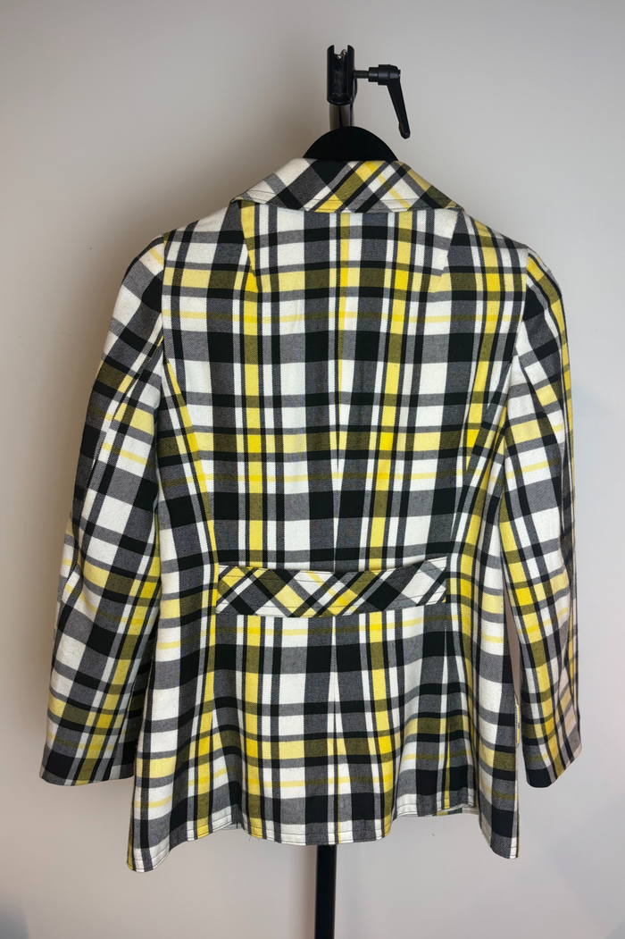 Tailored Plaid Blazer In Yellow, Black & White