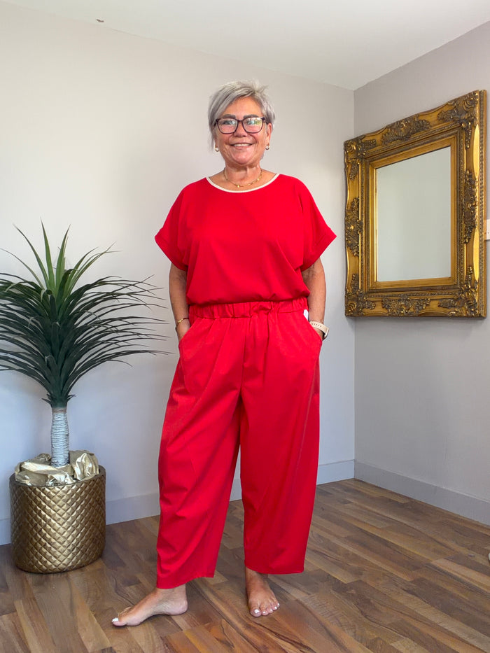 Tanisha Lightweight Scuba Barrel Leg Pants(matching jacket available )