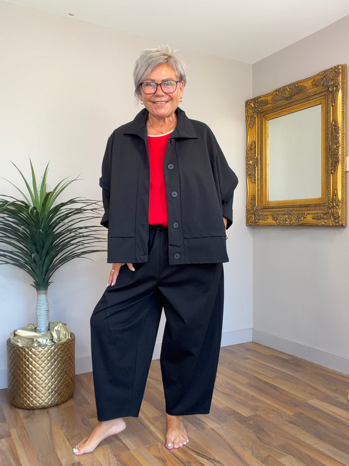Tanisha Lightweight Scuba Barrel Leg Pants(matching jacket available )